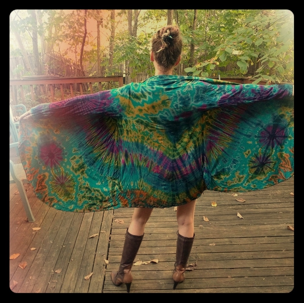 Tie Dye hand dyed 100 rayon cardigan